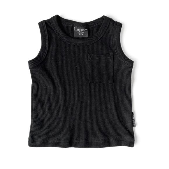 Little Bipsy Black Ribbed Tank Top Size 3-6 Months - Picture 1 of 3